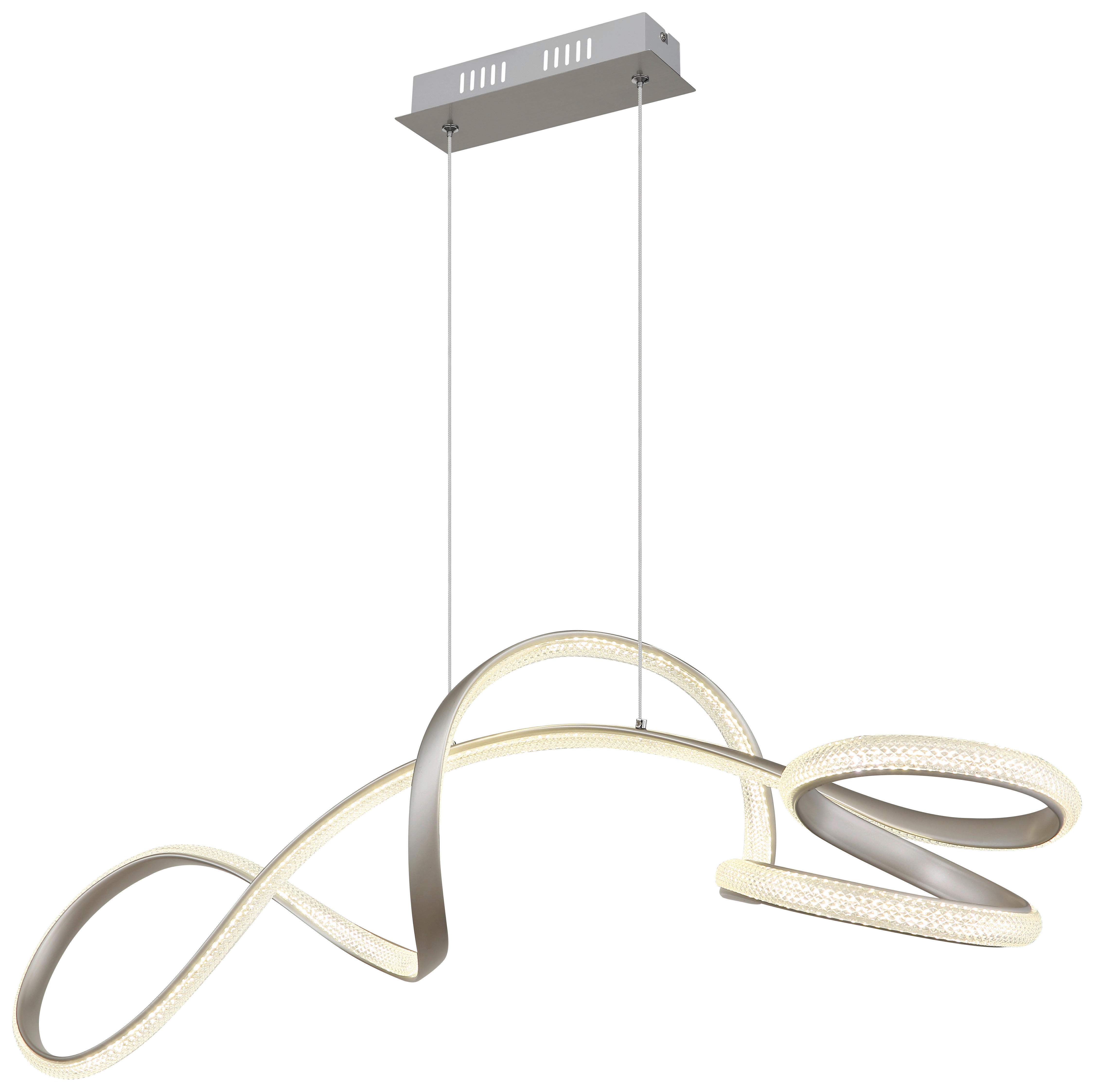 GLOBO LED-Pendelleuchte SWIRL 67341N nickel Metall Kunststoff B/H/L: ca. 33x120x108 cm 1.0 Brennstellen SWIRL - nickel (108,00/33,00/120,00cm) - GLOBO