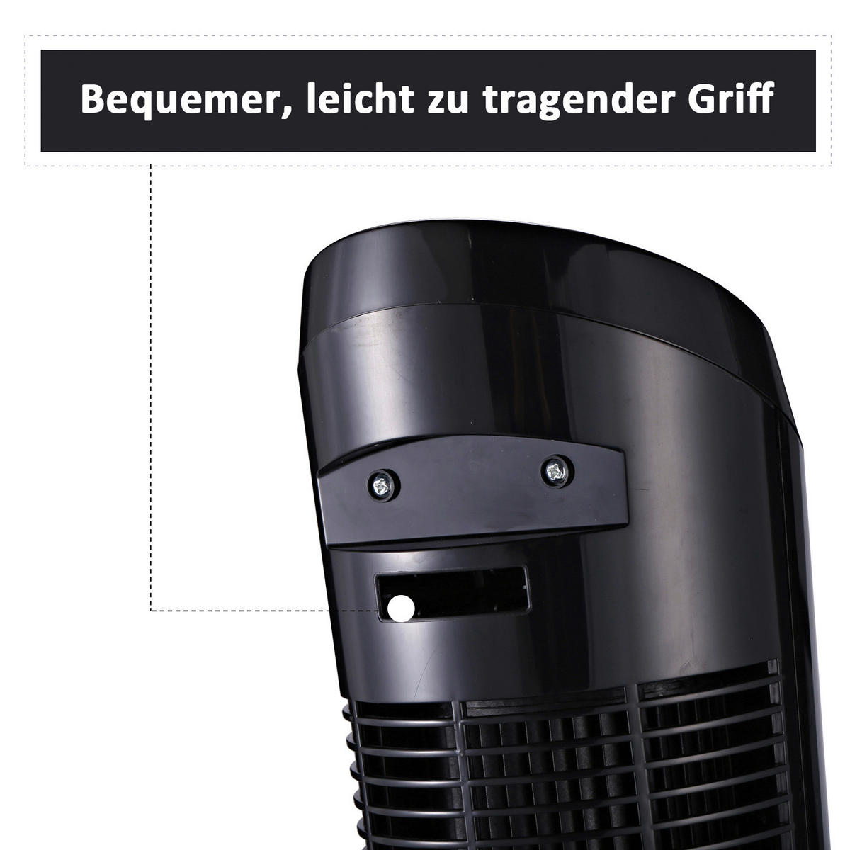 HOMCOM Turmventilator mit 3 Belüftungsstufen schwarz Kunststoff H/D: ca. 45x27 cm Turmventilator 824-002BK - schwarz (27,00/45,00cm) - HOMCOM