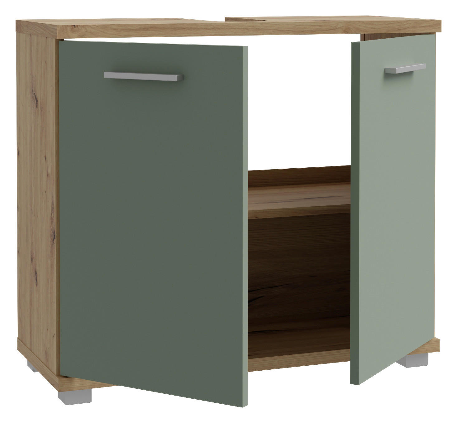 Waschbeckenunterschrank  Eiche Artisan Nachbildung salbei B/H/T: ca. 70x62x29 cm Champ_Waschbeckenunterschrank - Eiche/salbei (70,00/62,00/29,00cm)