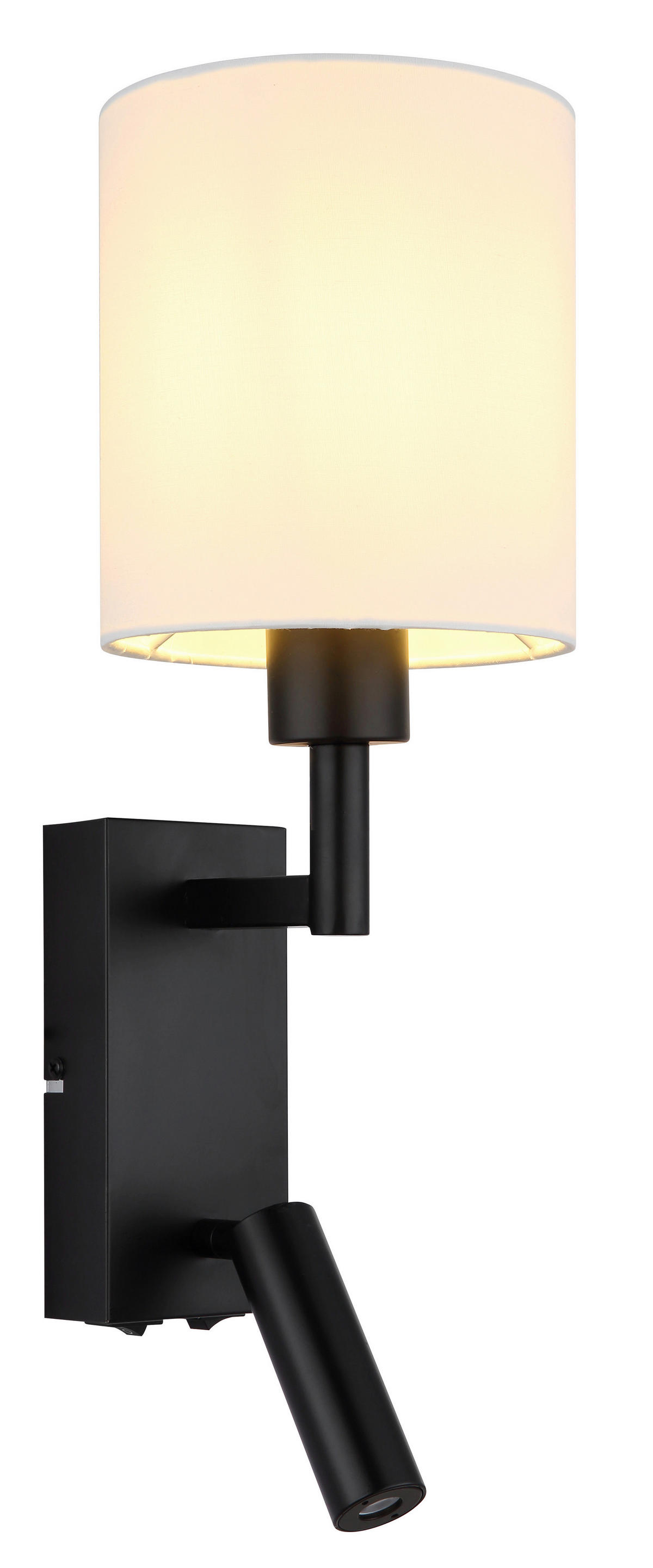 GLOBO Wandleuchte weiß schwarz Metall B/H/L: ca. 17x45,5x15 cm E27 2 Brennstellen Zamora - weiß/schwarz (15,00/17,00/45,50cm) - GLOBO