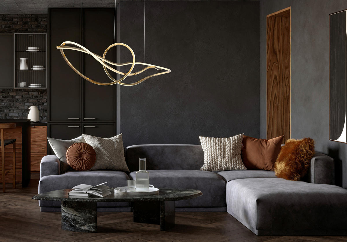 GLOBO Pendelleuchte Craft Gold Opal Edelstahl Metall B/H: ca. 110x120 cm 1.0 Brennstellen Iduna - Craft Gold/Opal (110,00/120,00cm) - GLOBO