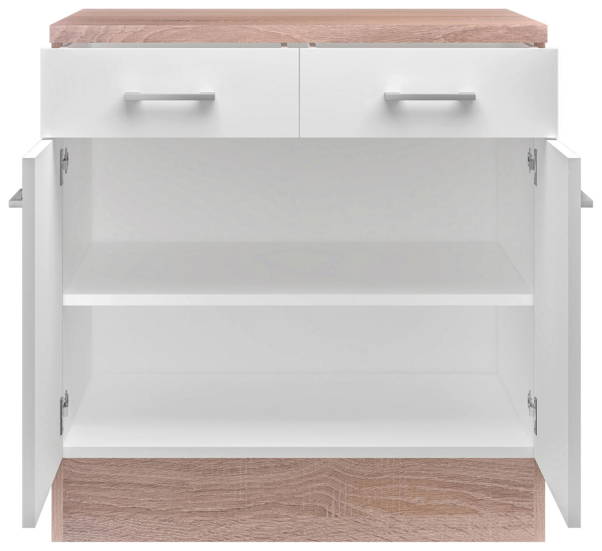 Unterschrank Samoa weiß Eiche Nachbildung B/H/T: ca. 80x85x60 cm Samoa - Eiche/weiß (80,00/85,00/60,00cm) - Flex-Well