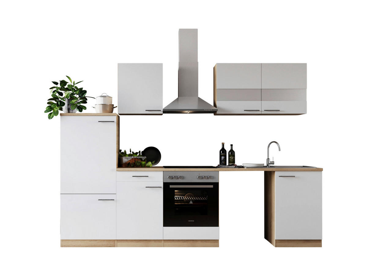 Respekta Küchenblock Merle weiß B/H/T: ca. 280x200x60 cm Merle - Eiche/weiß (280,00/200,00/60,00cm) - Respekta