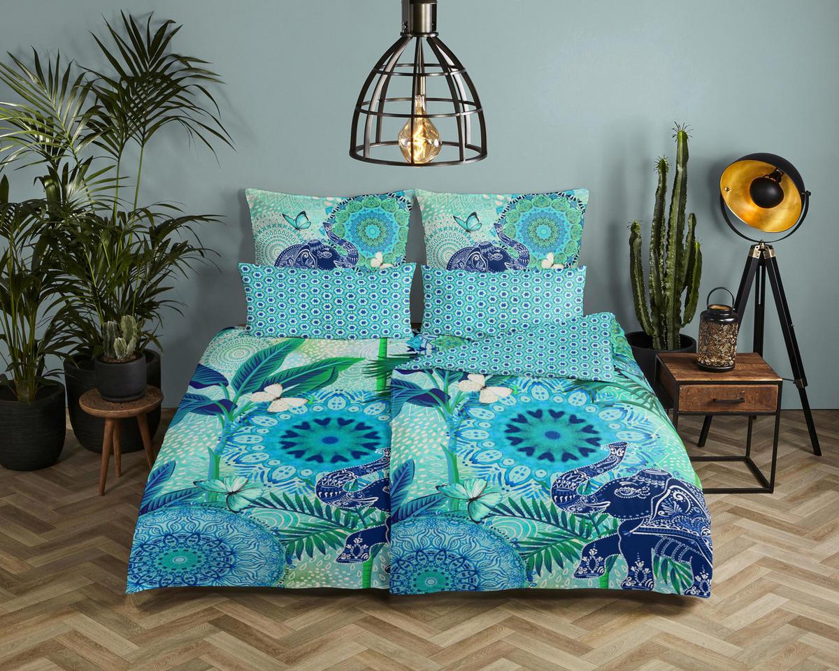 Baumwoll Bettwäsche Isara Satin Isara - blau (135,00/200,00cm) - HIP