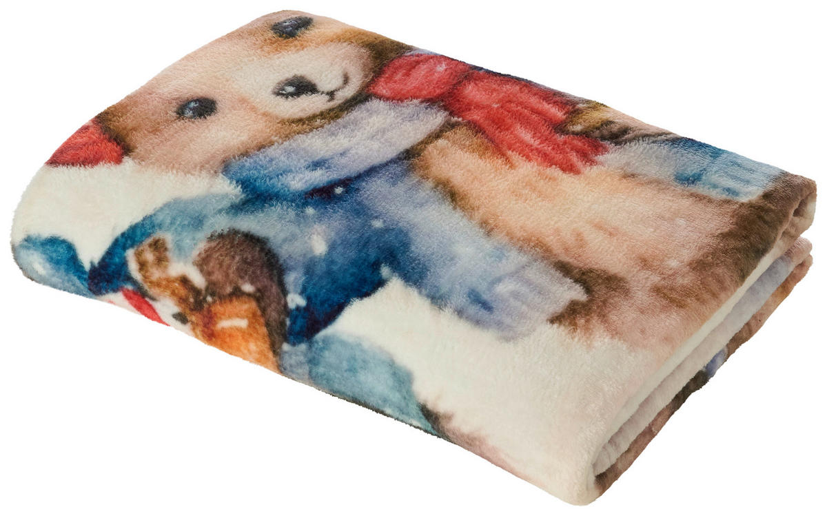 Wohndecke Flanell Wohndecke_Lappland Teddys - weiß/multicolor (140,00/200,00cm)