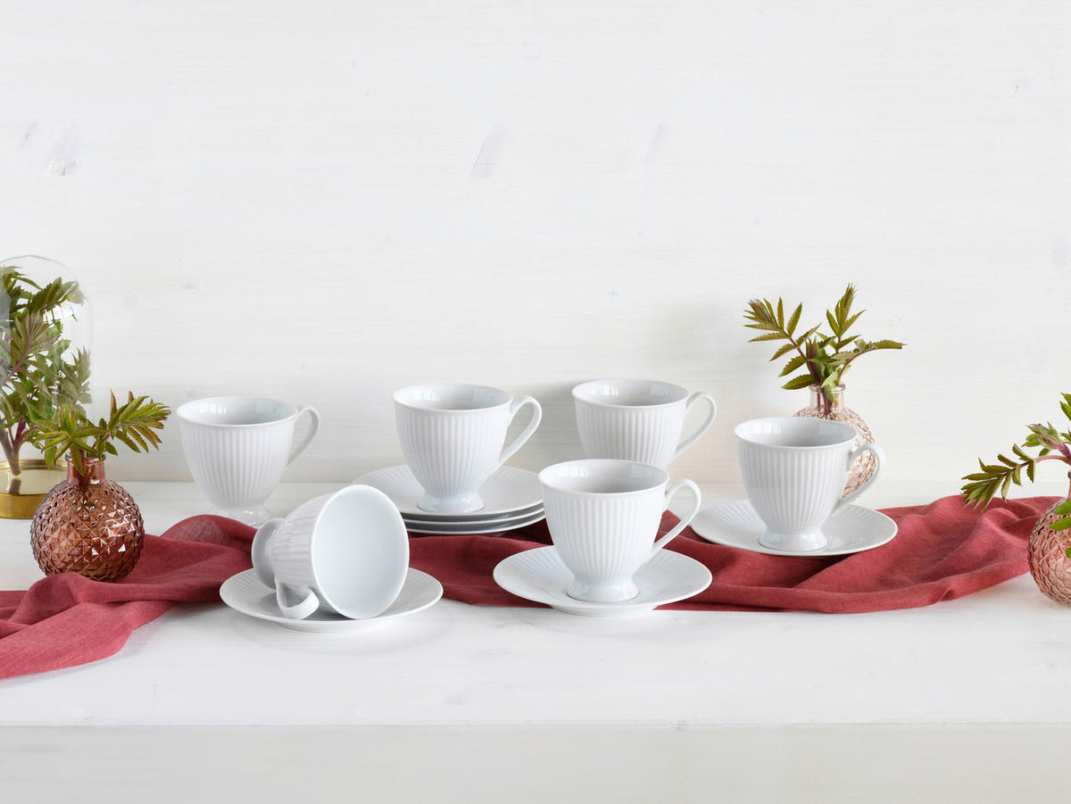 CreaTable Kaffeeset Valencia weiß Porzellan Valencia - weiß - CreaTable