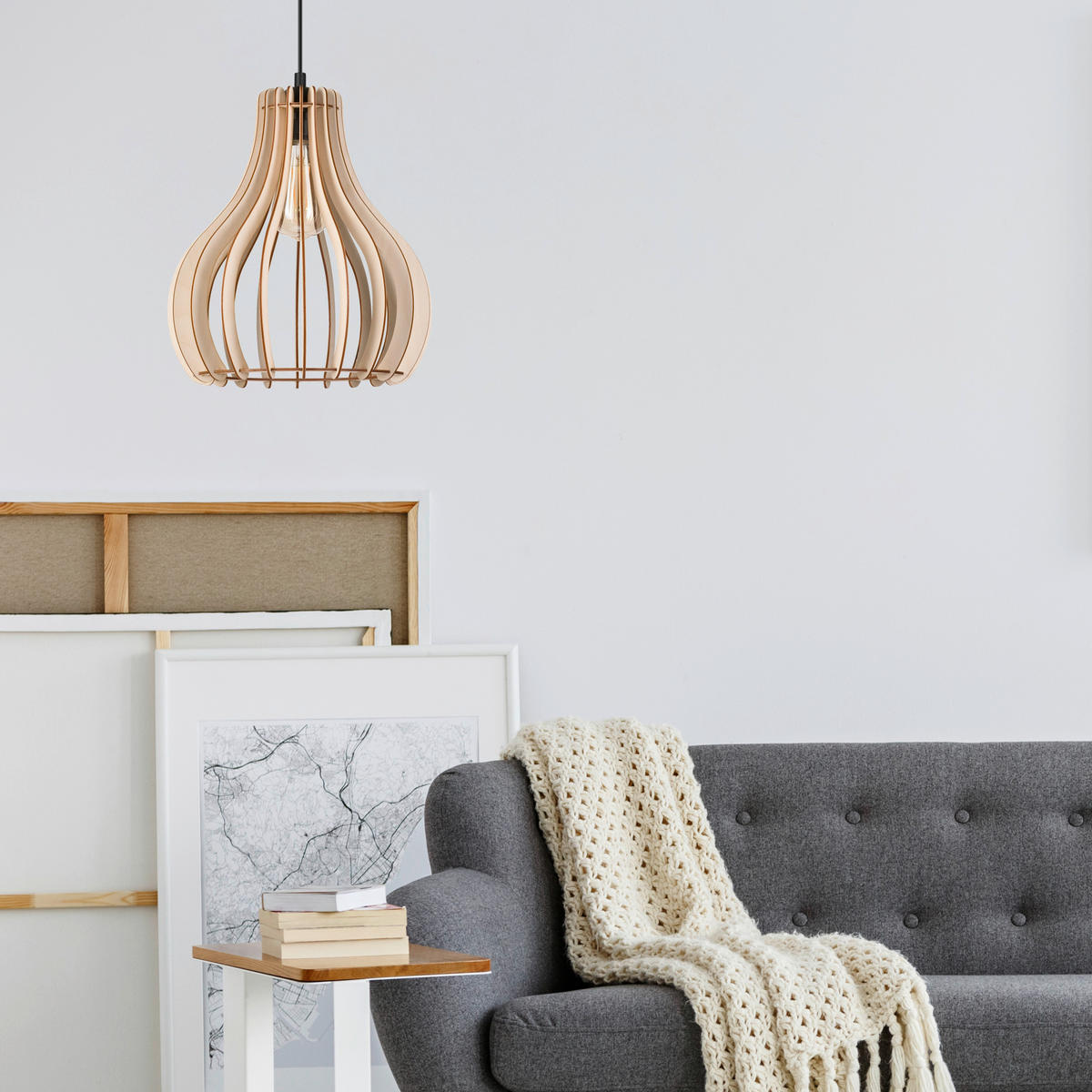 Lamkur Pendelleuchte TUCCI 50126 buche Buche H/L: ca. 120x29 cm E27 1 Brennstellen Tucci - buche (29,00cm) - Lamkur