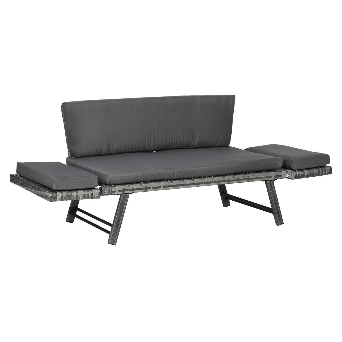 Outsunny Gartensofa grau Polyrattan B/H/L: ca. 63x129x67 cm Rattansofa - grau (67,00/63,00/129,00cm) - Outsunny