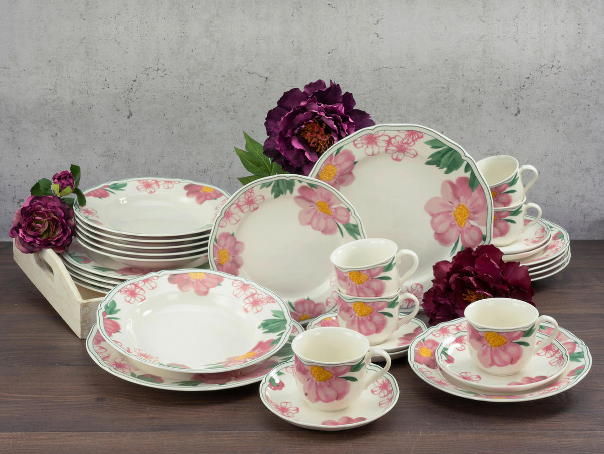 CreaTable Kombiservice Alba Rose bunt Porzellan 30 tlg. Alba Rose - bunt - CreaTable
