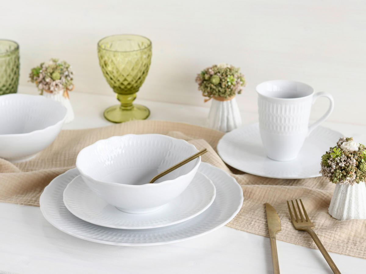 CreaTable Kombiservice Sofia weiß Porzellan 16 tlg. Sofia - weiß - CreaTable