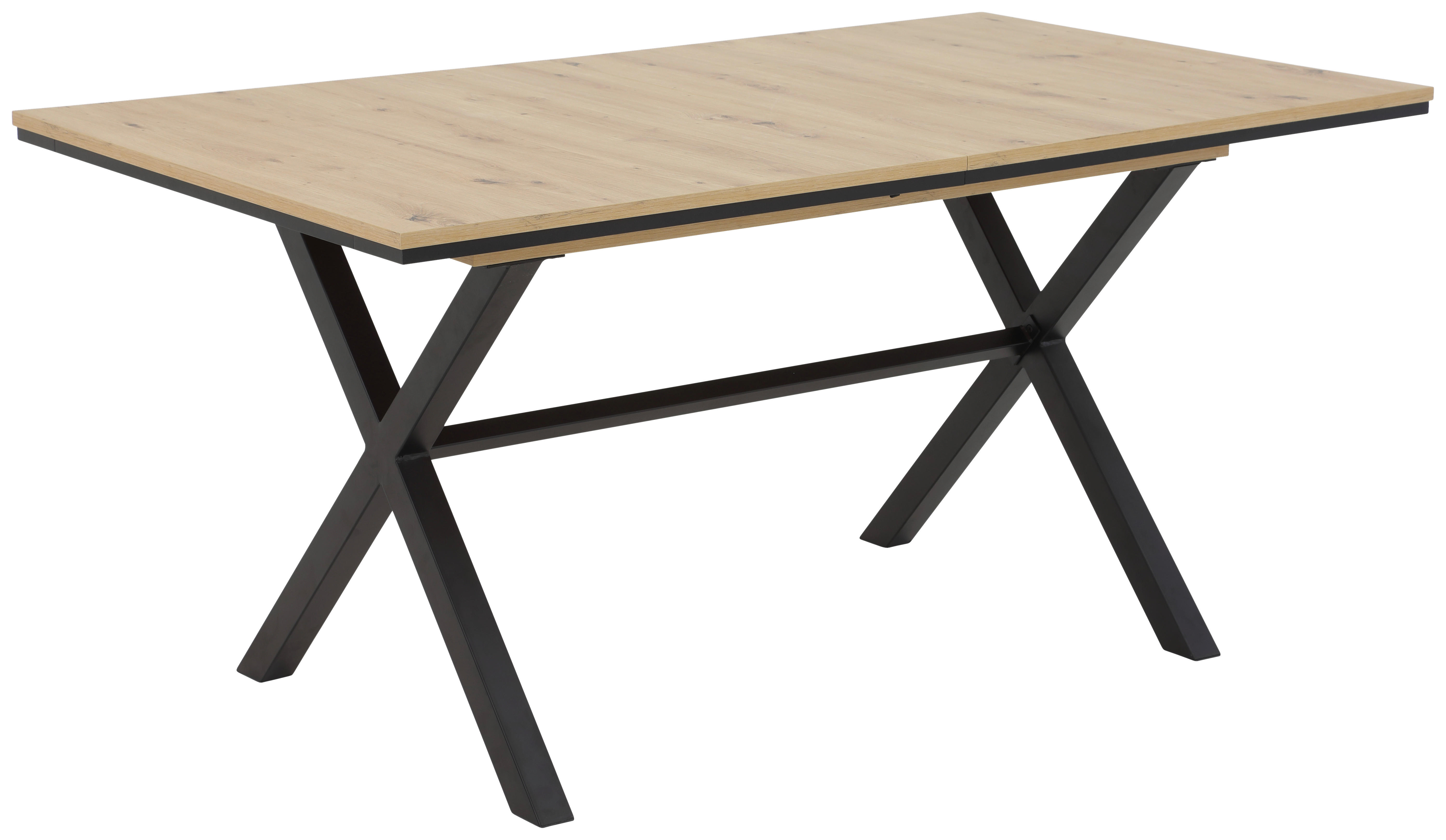 Esstisch KARINA Eiche Artisan Nachbildung schwarz pulverbeschichtet B/H/T: ca. 160x76x90 cm KARINA - Eiche/schwarz (160,00/76,00/90,00cm) - Hela