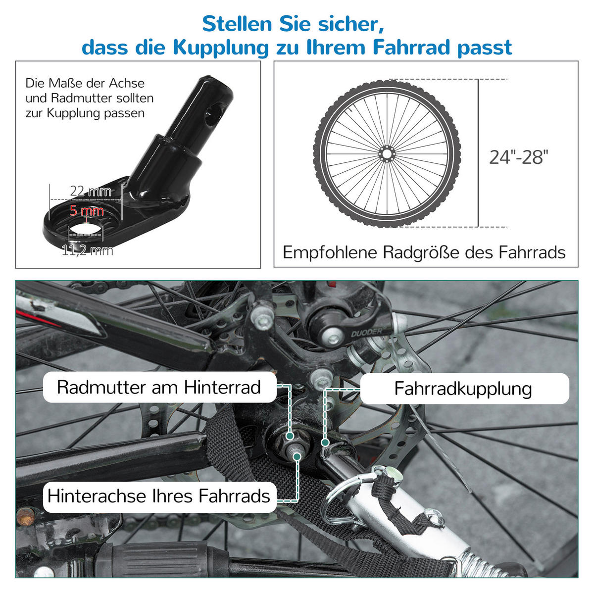 HOMCOM Fahrrad-Zubehör blau blau B/H/L: ca. 75x142x101 cm Kinderfahrradanhänger - blau/schwarz (101,00/75,00/142,00cm) - HOMCOM
