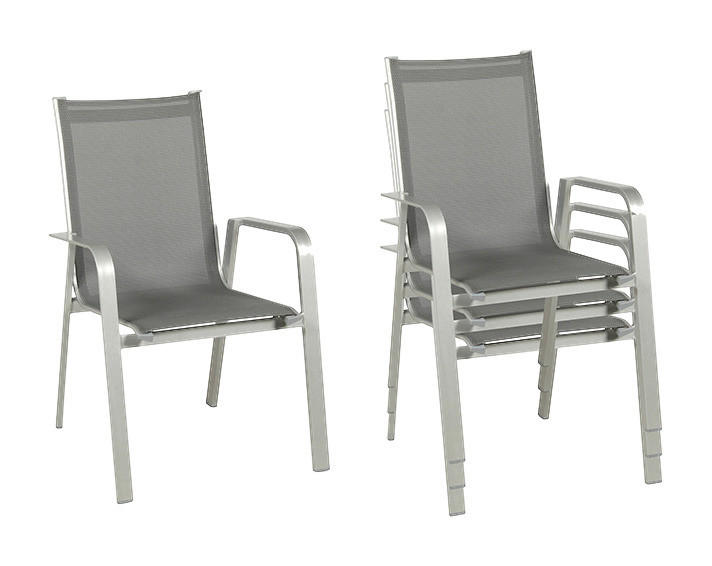 Bolero Aluminium Stapelsessel – 4er-Set, Witterungsbeständig, Für Terrasse, Café & Garten