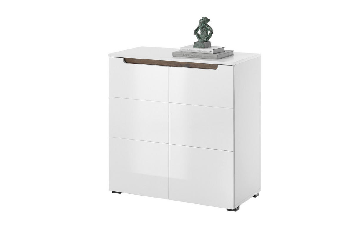 Kommode Turin weiß weiß Hochglanz Old Wood Nachbildung B/H/T: ca. 80x83x40 cm Turin - weiß (80,00/83,00/40,00cm)