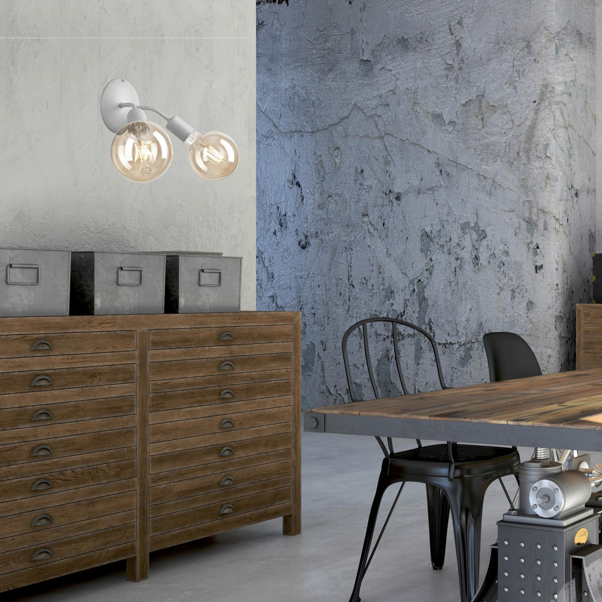 Lamkur Wandleuchte VIGGO 39428 silber Stahl H/L: ca. 14,5x23 cm E27 2 Brennstellen Viggo - silber (23,00cm) - Lamkur