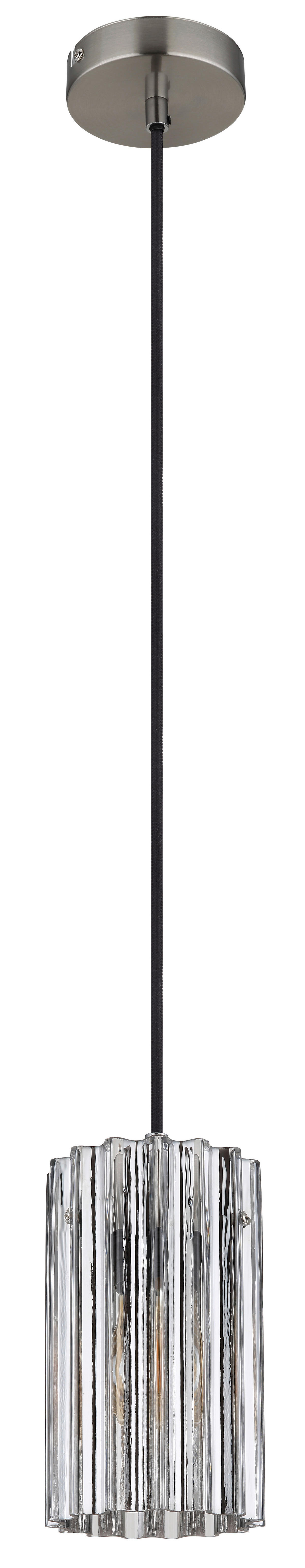 GLOBO Pendelleuchte CAYDEN 15747H schwarz klar nickel Glas Metall Kunststoff H/D: ca. 120x11,5 cm E27 1 Brennstellen CAYDEN - klar/nickel (11,50/120,00cm) - GLOBO