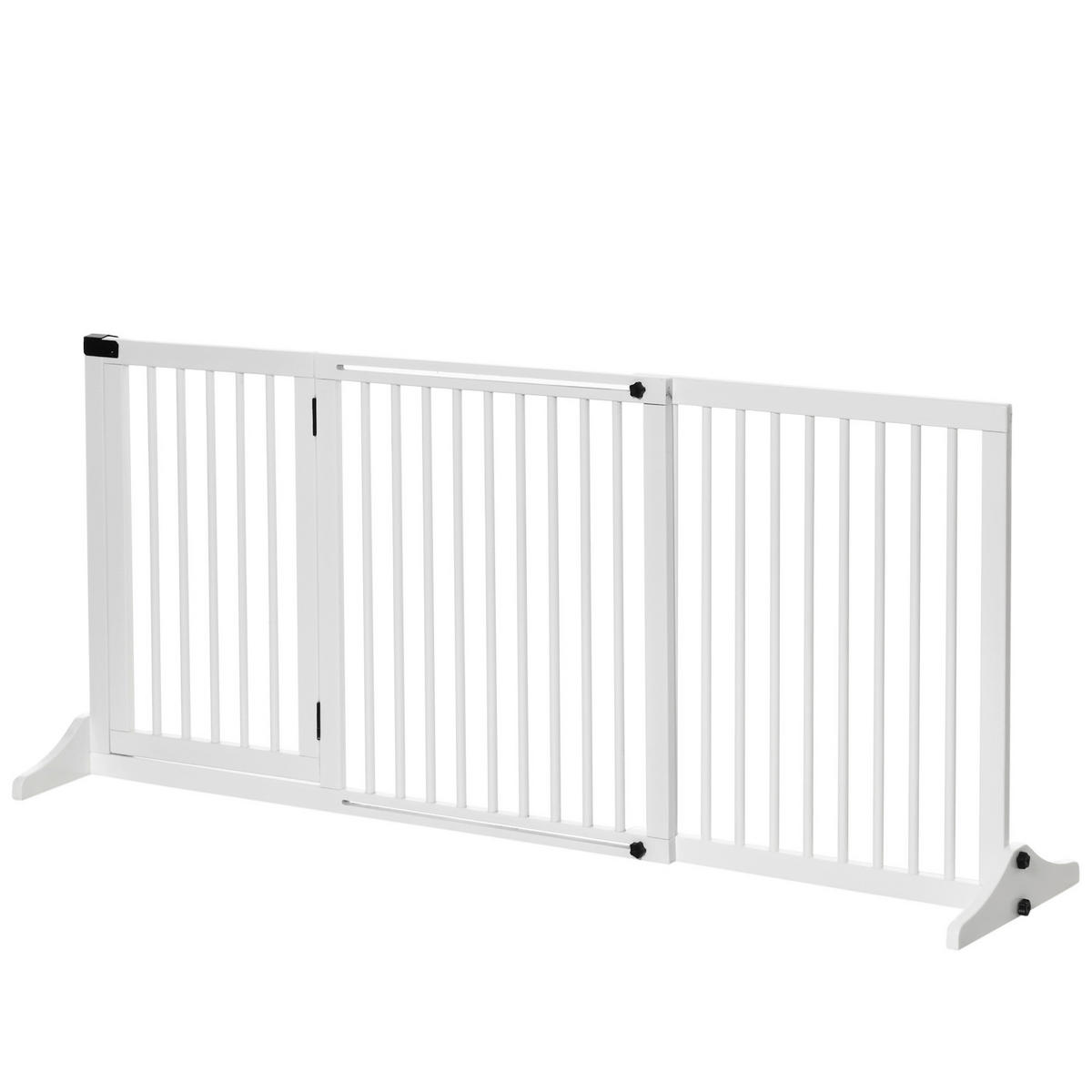 PawHut Schutzgitter weiß Edelstahl B/H/L: ca. 36x166x71 cm Türschutzgitter - weiß (71,00/36,00/166,00cm) - PawHut
