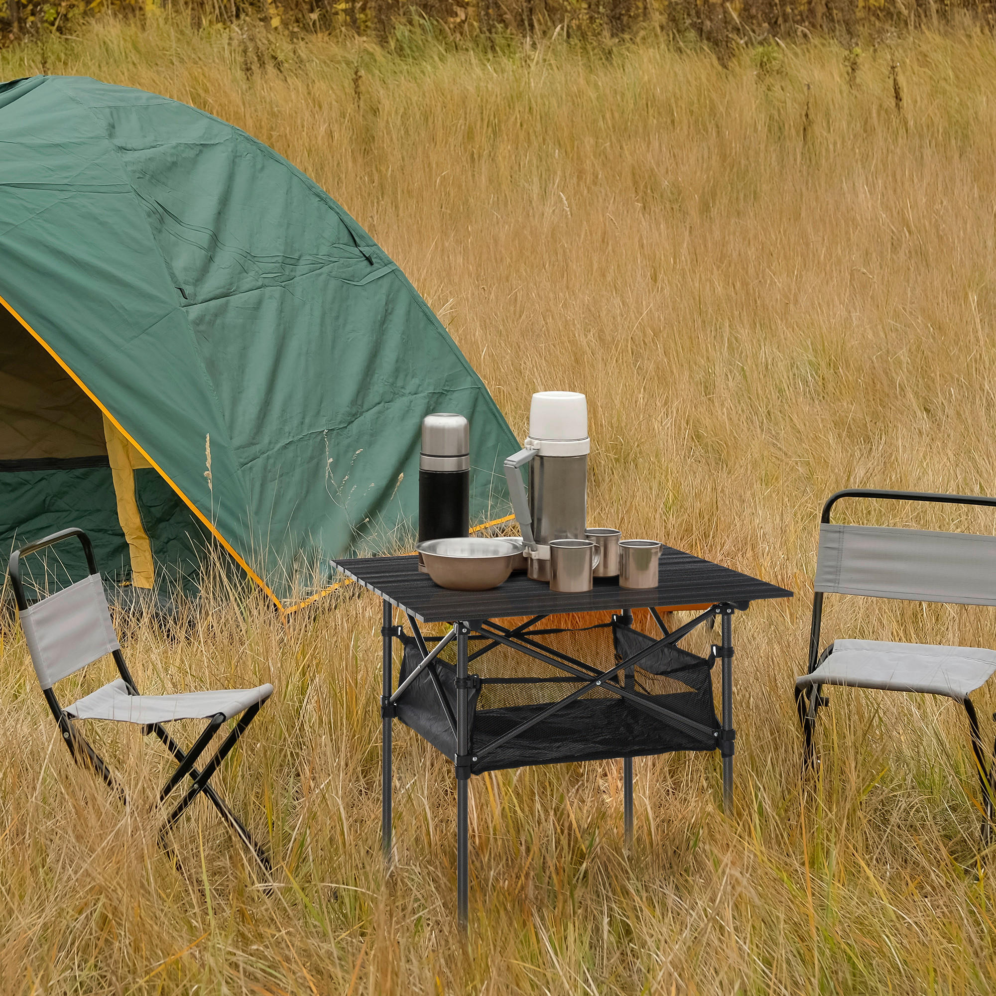 Outsunny Campingartikel B/H/L: ca. 70x70x69 cm Campingtisch - grau (69,00/70,00/70,00cm) - Outsunny