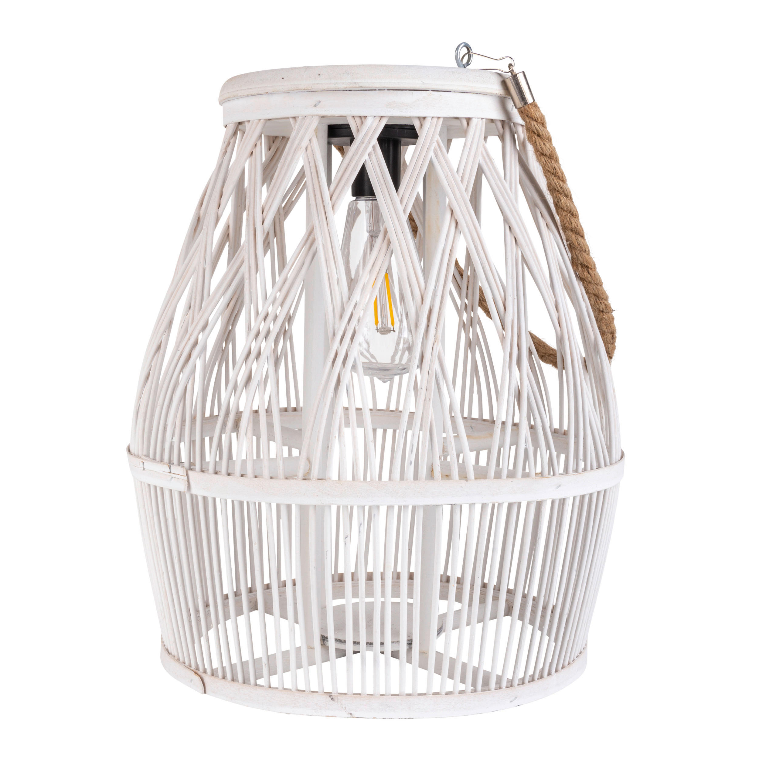 Solarleuchte 5307623 weiß Rattan Holz B/H/T: ca. 29x34x29 cm Korbinian - weiß (29,00/34,00/29,00cm) - Näve Leuchten