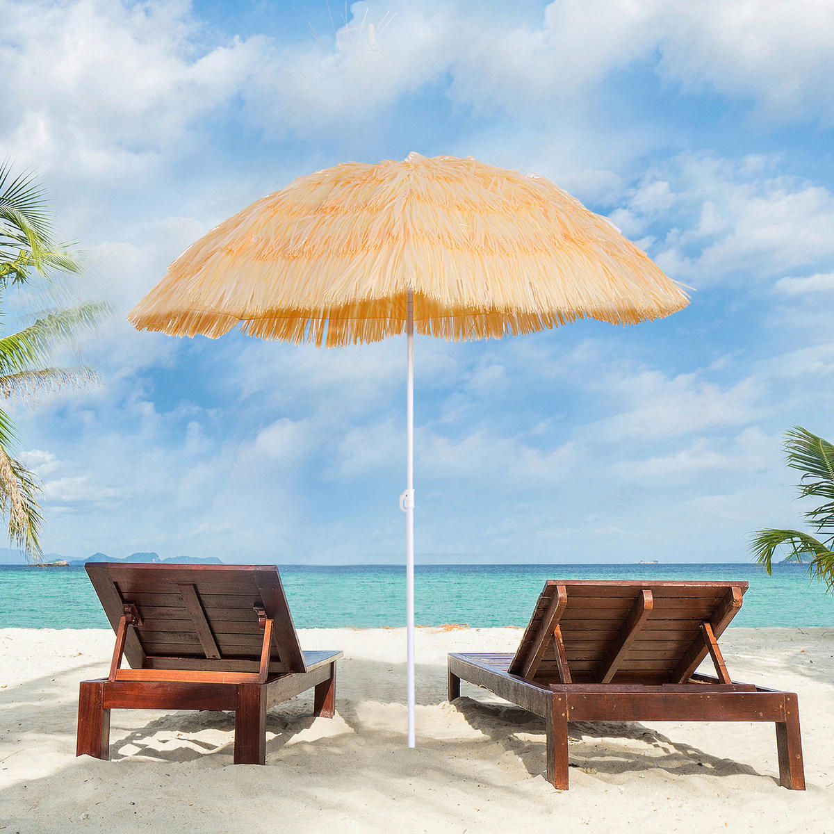 Outsunny Hawaiischirm beige Stahl H/D: ca. 190x160 cm Hawaiischirm - beige (160,00/190,00cm) - Outsunny