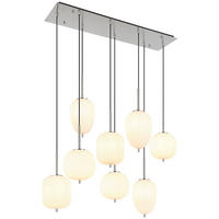 GLOBO Pendelleuchte nickel Glas Metall B/H/T: ca. 34x120x102,5 cm 8.0 Brennstellen 15345-8NO - nickel (34,00/120,00/102,50cm) - GLOBO