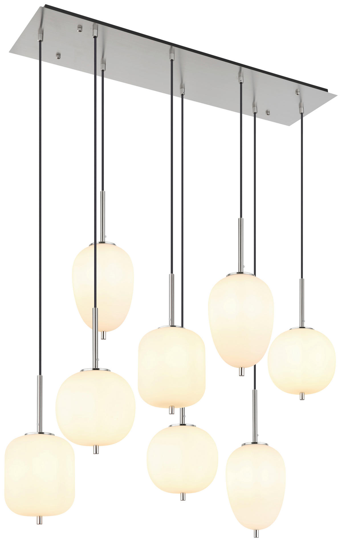 GLOBO Pendelleuchte nickel Glas Metall B/H/T: ca. 34x120x102,5 cm 8.0 Brennstellen 15345-8NO - nickel (34,00/120,00/102,50cm) - GLOBO