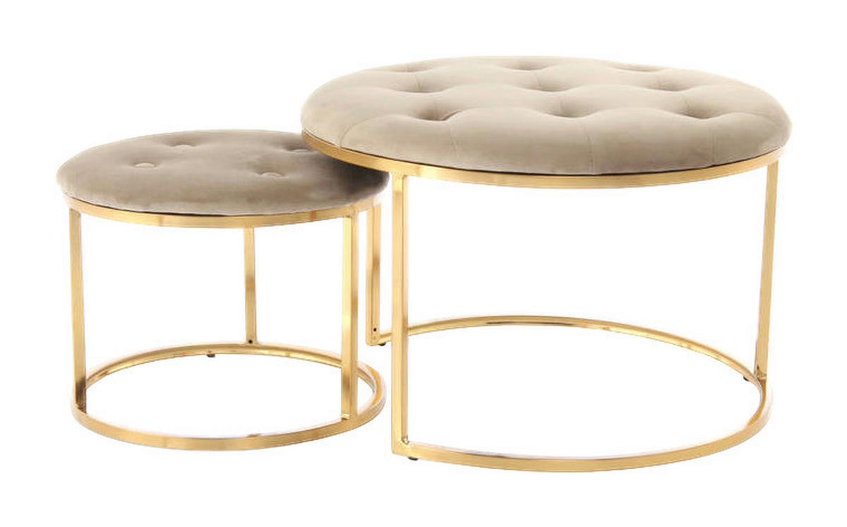 360 Living Hocker Myla 100 2er-Set taupe gold Samt Metall H/D: ca. 41x60 cm Myla 100 2er-Set - gold/taupe (60,00/41,00cm) - 360 Living