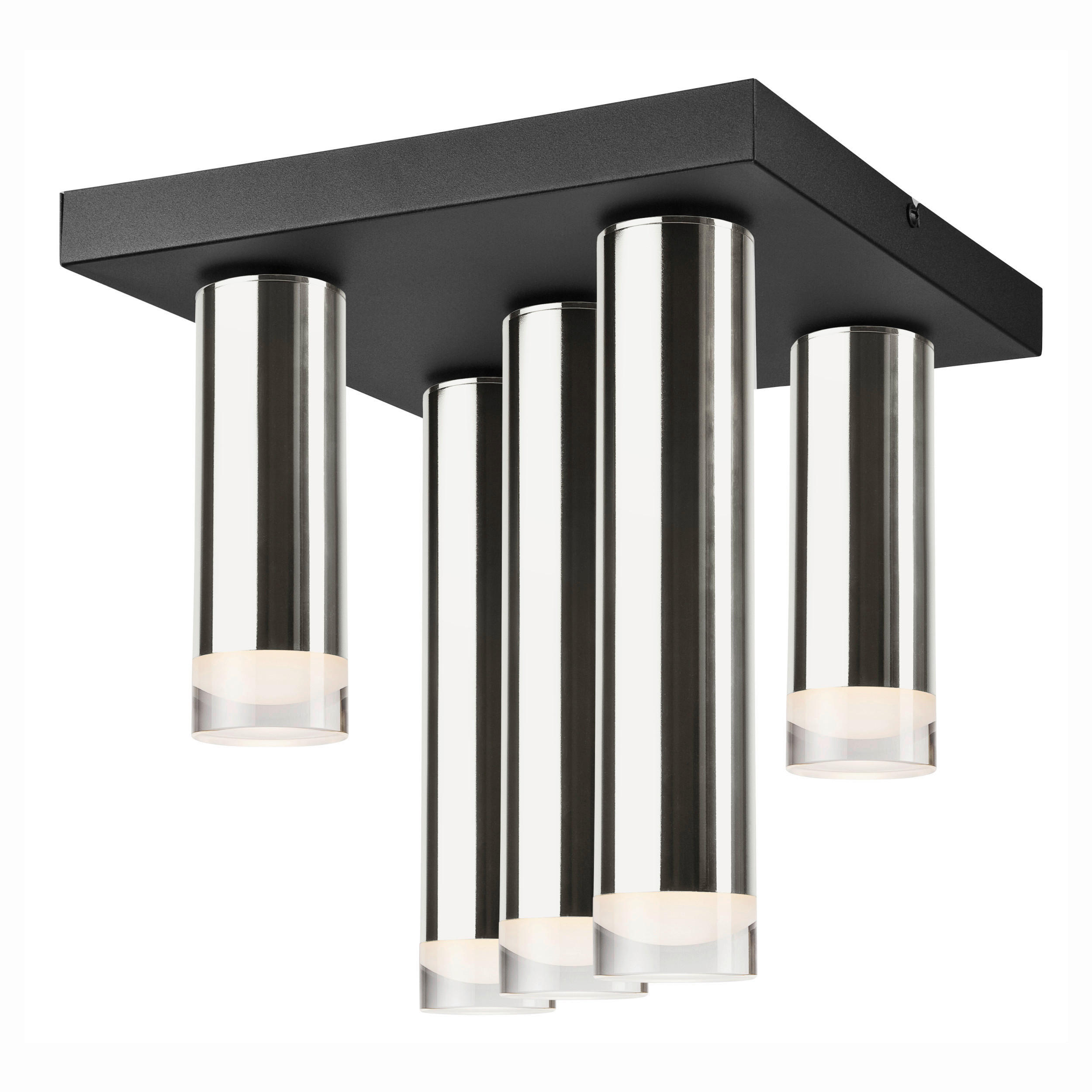 Lamkur Deckenleuchte schwarz silber Stahl B/H/L: ca. 30x31,5x30 cm E27 5 Brennstellen DIEGO - schwarz/silber (30,00/30,00/31,50cm) - Lamkur