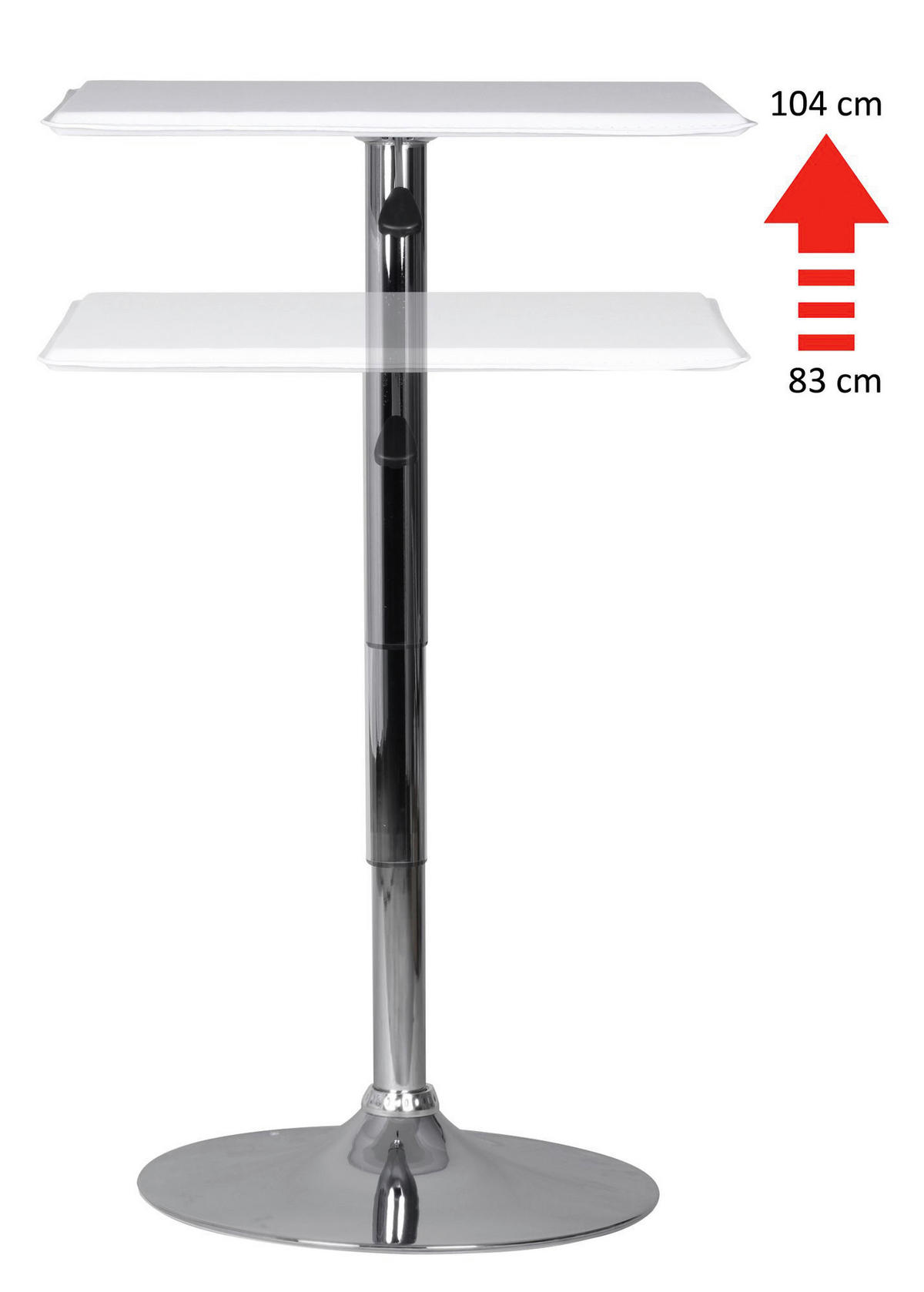 Tisch weiß Chrom verchromt MDF B/T: ca. 63x63 cm Stehtisch - weiß/Chrom (63,00/63,00cm) - Amstyle