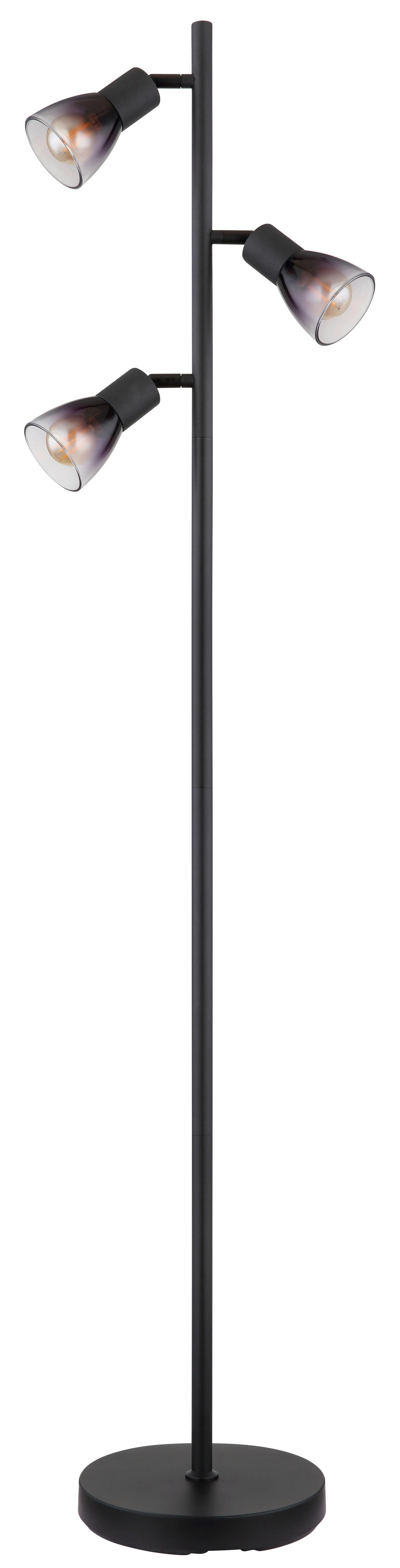GLOBO Stehleuchte klar Rauch schwarz Metall PVC Glas B/H/L: ca. 22x161x30 cm E14 3 Brennstellen SATELLA - klar/schwarz (30,00/22,00/161,00cm) - GLOBO