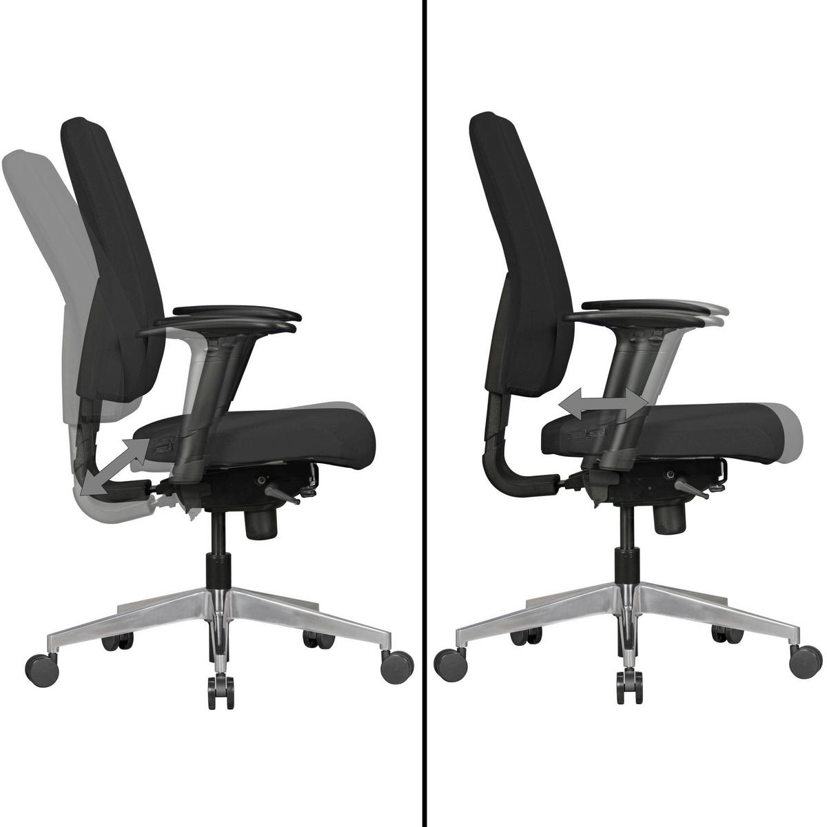 Drehstuhl schwarz Stoff Bürostuhl DARIUS - schwarz (63,00/119,00/70,00cm) - Amstyle