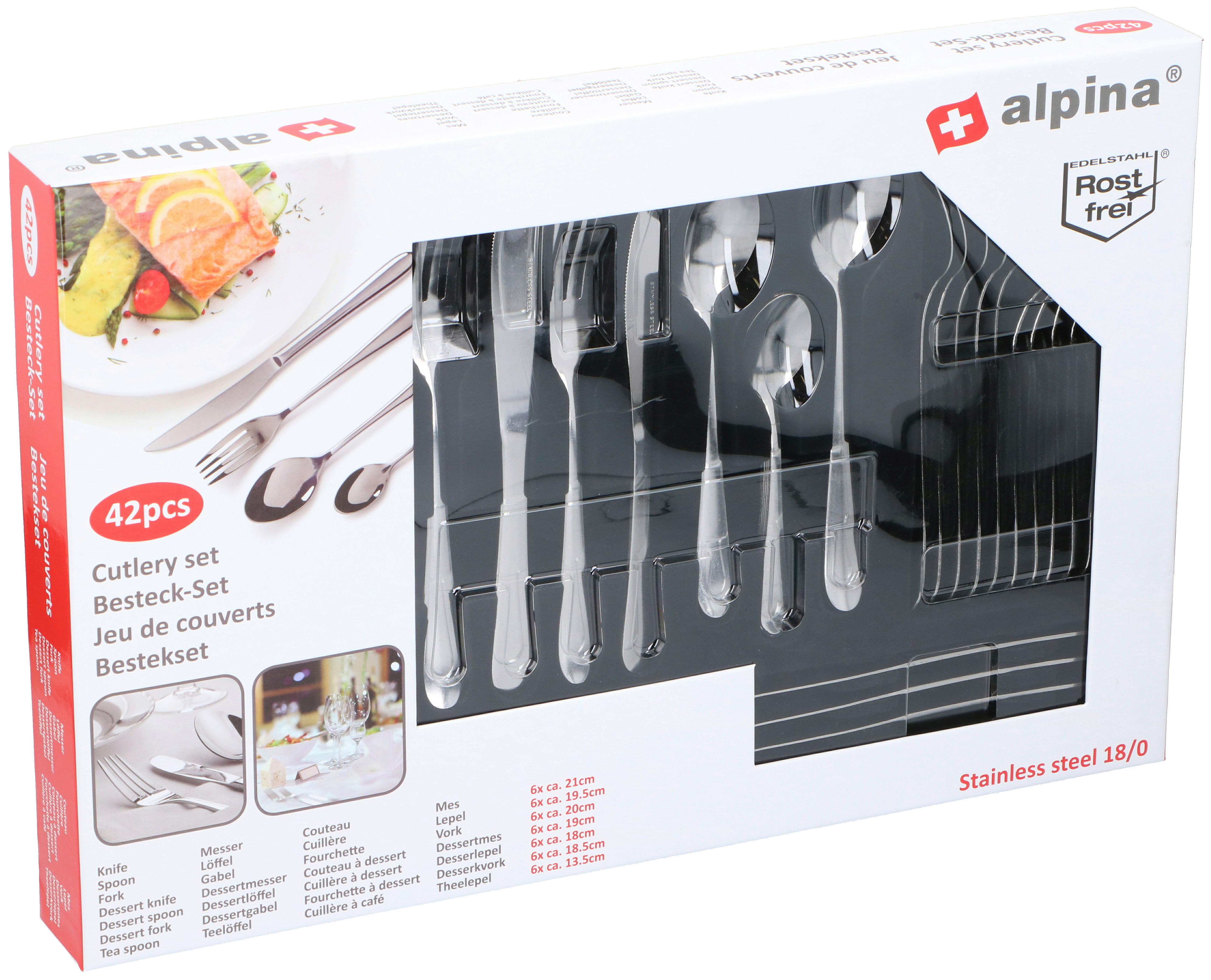 Alpina Besteckset silber Edelstahl 42 tlg. Besteckset_42tlg. - silber - Alpina