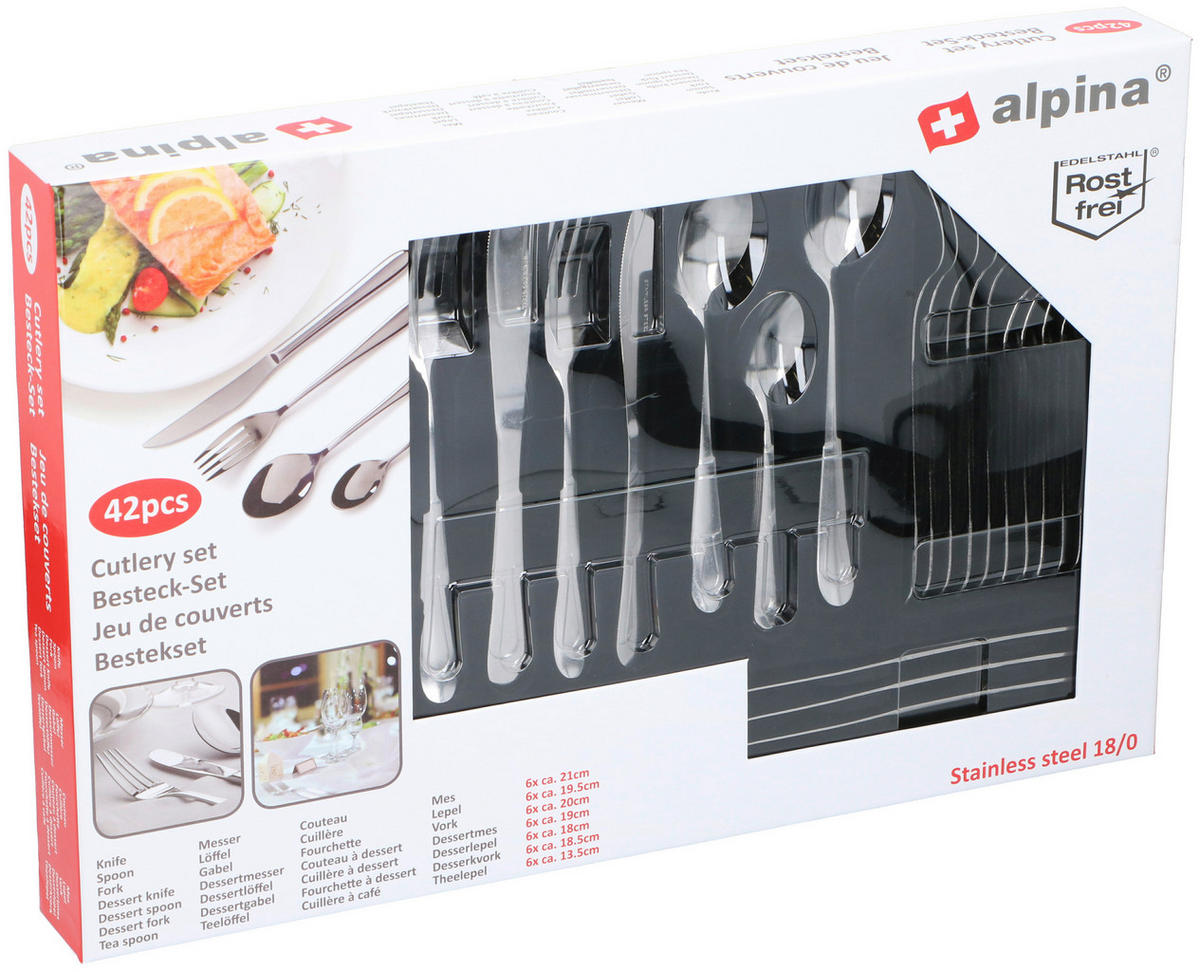 Alpina Besteckset silber Edelstahl 42 tlg. Besteckset_42tlg. - silber - Alpina