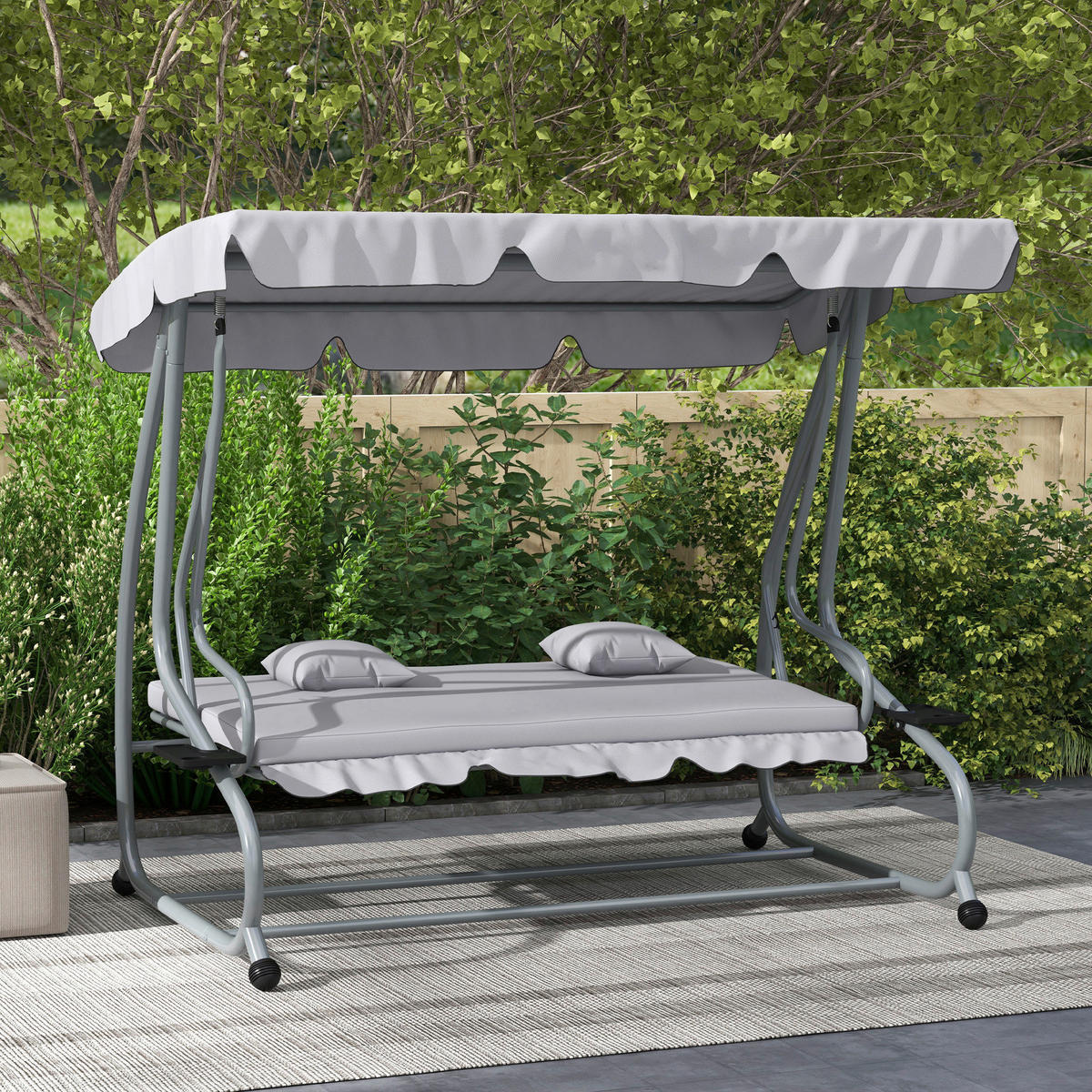 Outsunny Hollywoodschaukel hellgrau Polyester-Mischgewebe B/H/L: ca. 120x164x200 cm Hollywoodschaukel - hellgrau (200,00/120,00/164,00cm) - Outsunny