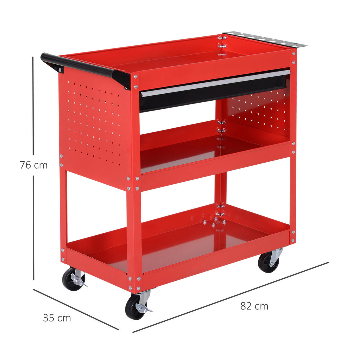 Werkstatt-Zubehör schwarz B/H/L: ca. 35x82x76 cm Werkstatt-Rollwagen - rot/schwarz (76,00/35,00/82,00cm) - HOMCOM