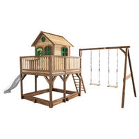 AXI Spielhaus Liam braun B/H/L: ca. 613x291x277 cm Liam - braun/weiß (277,00/613,00/291,00cm) - AXI