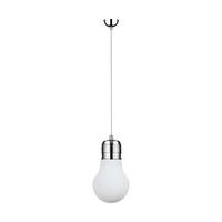 Britop Lighting Pendelleuchte 2820102 weiß Chrom Glas Metall D: ca. 28 cm E27 1 Brennstellen Bulb - weiß/Chrom (28,00cm) - Britop Lighting