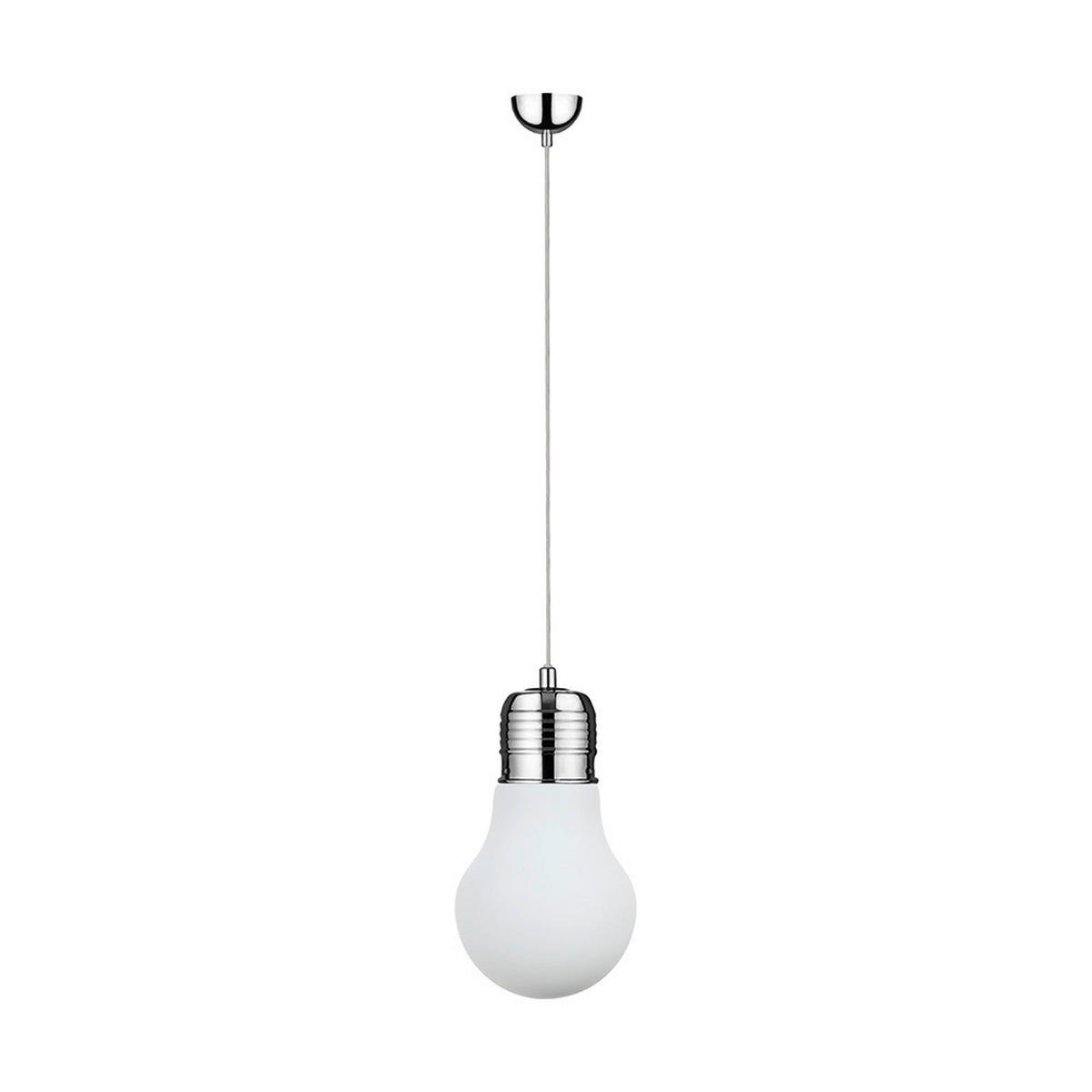 Britop Lighting Pendelleuchte 2820102 weiß Chrom Glas Metall D: ca. 28 cm E27 1 Brennstellen Bulb - weiß/Chrom (28,00cm) - Britop Lighting