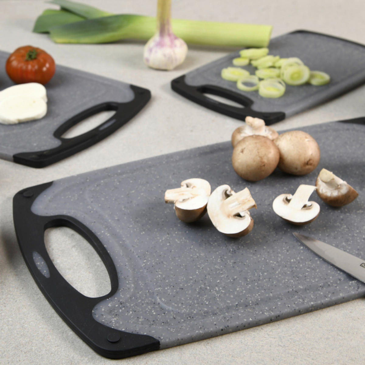 Kesper Schneidbrett Schneidebrett_3erSet - grau (41,00/24,50/2,70cm) - Kesper