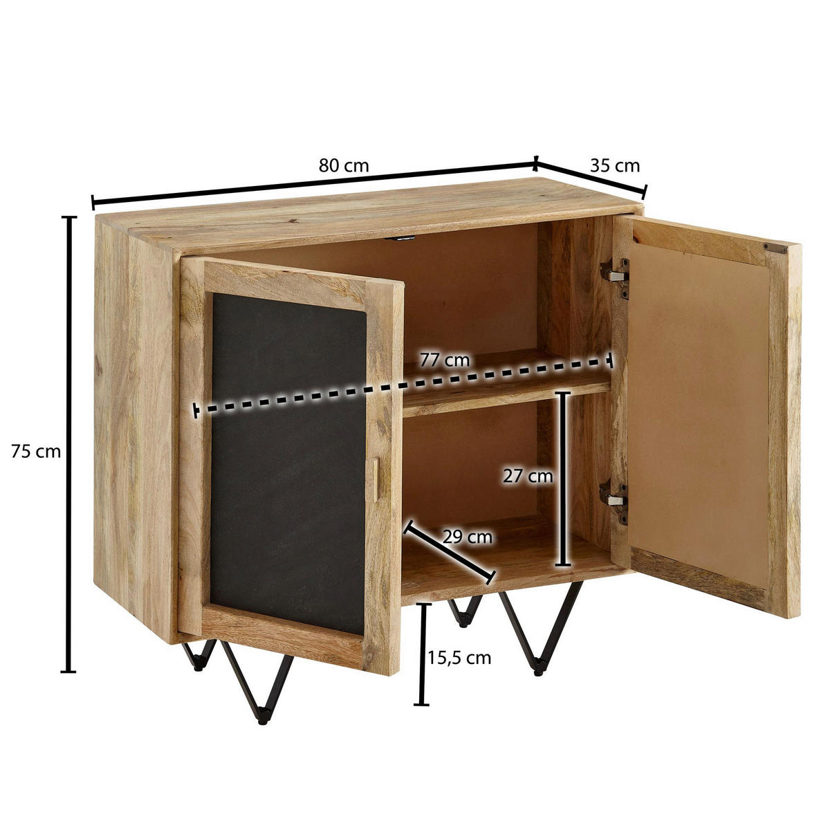 Sideboard braun B/H/T: ca. 80x75x35 cm Sideboard - braun (80,00/75,00/35,00cm) - Wohnling