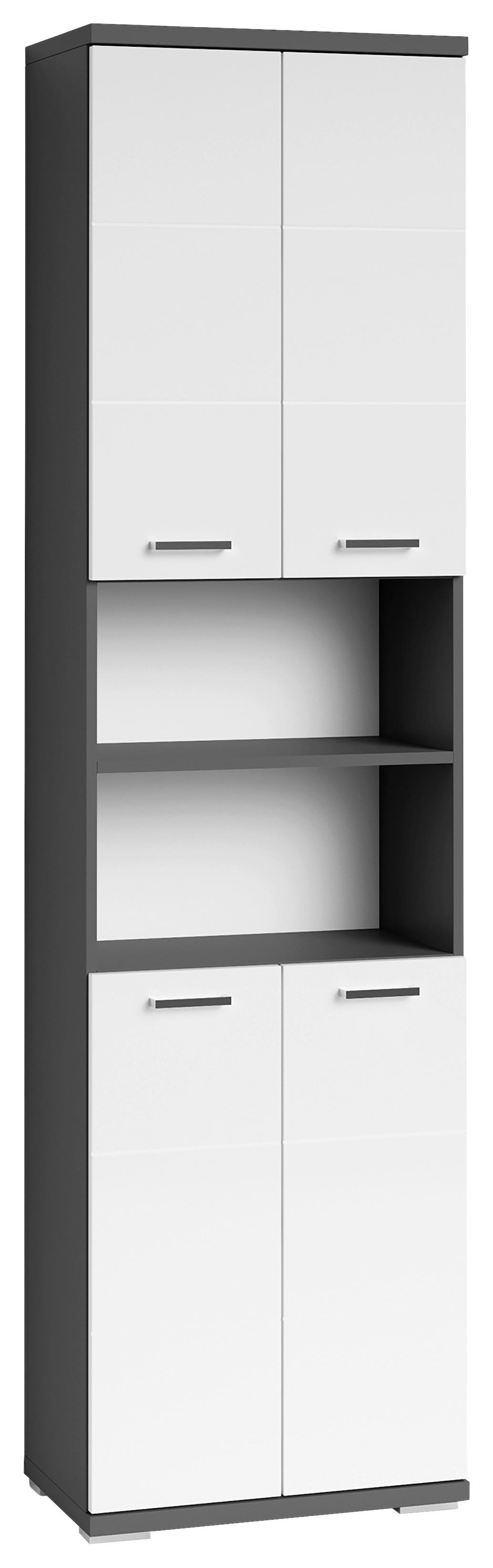 Hochschrank NEBRASKA anthrazit weiß Hochglanz B/H/T: ca. 50x192x31,5 cm NEBRASKA - weiß/anthrazit (50,00/192,00/31,50cm) - byLIVING