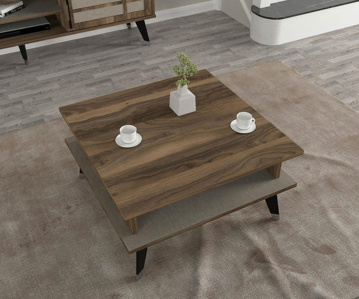 Couchtisch Logan walnuss Nachbildung grau B/H/T: ca. 72x38x72 cm Logan - walnuss/grau (72,00/38,00/72,00cm) - moebel17
