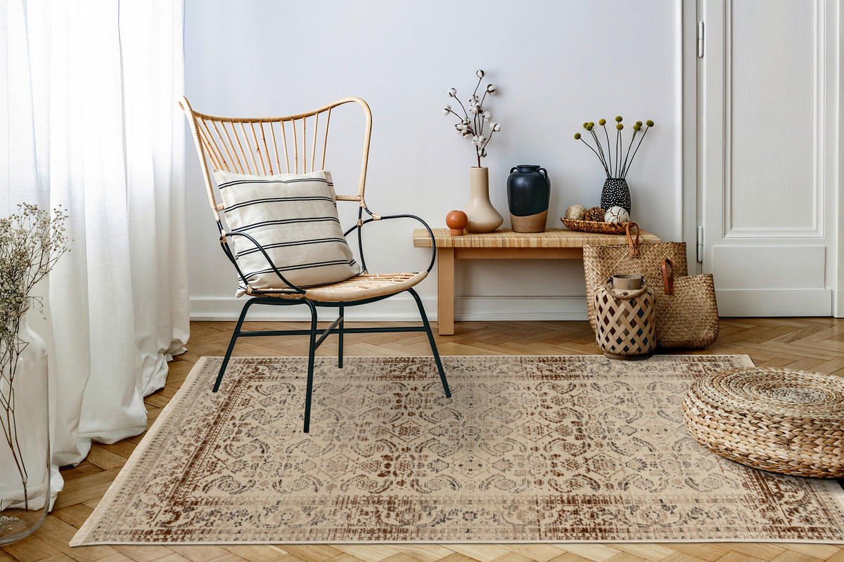 Kayoom Kurzflorteppich Charin 625 beige B/H/L: ca. 80x0,35x150 cm Charin 625 - beige (150,00/80,00/0,35cm) - Kayoom