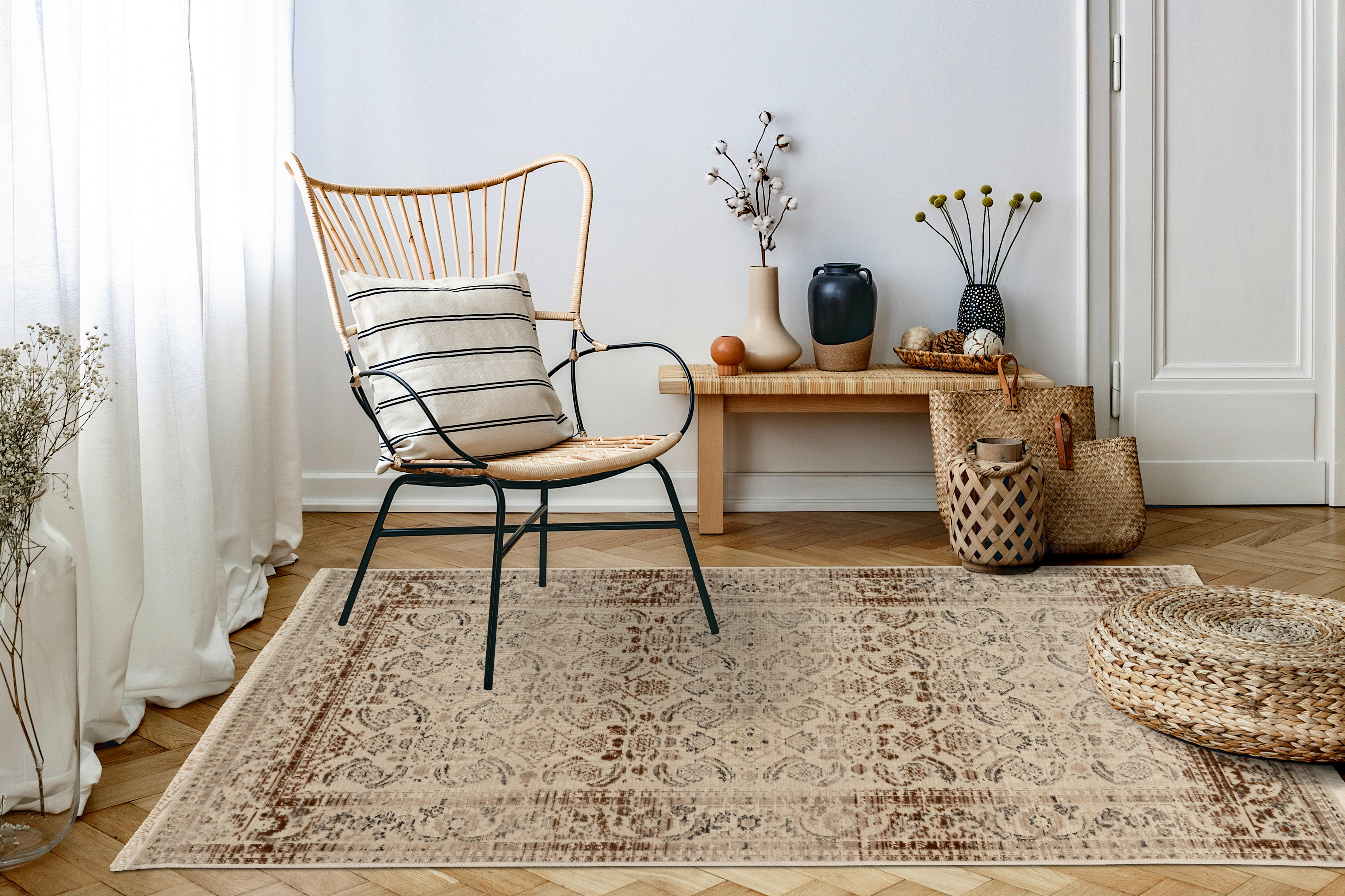 Thumbnail - Kayoom Kurzflorteppich Charin 625 beige B/H/L: ca. 80x0,35x150 cm