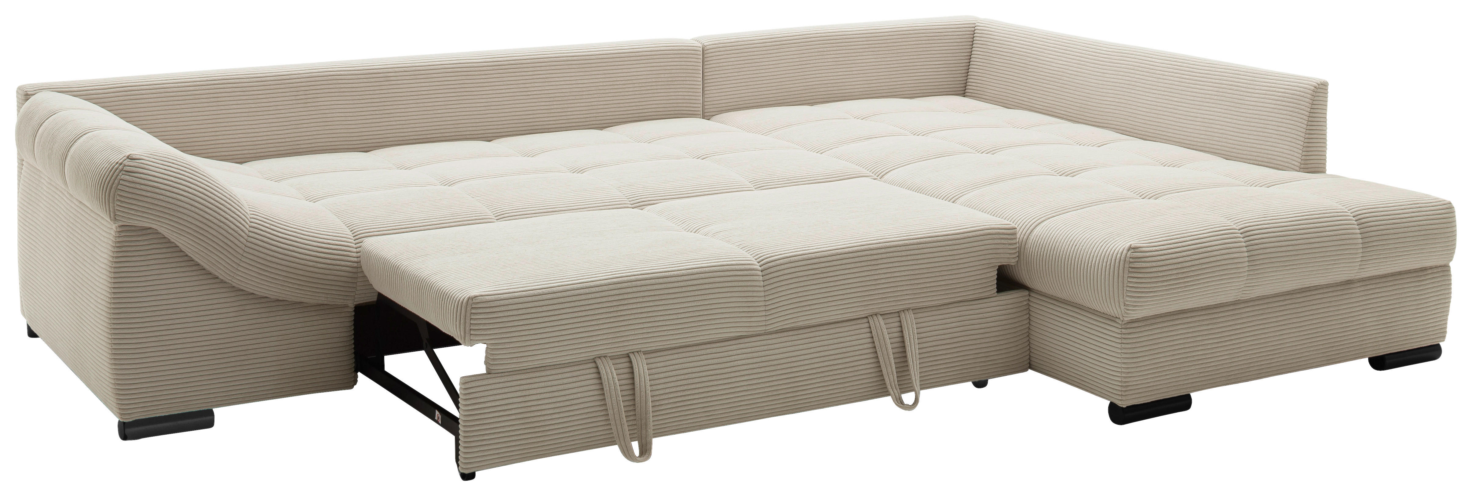 Ecksofa Pietro II natur Microfaser B/H/T: ca. 303x88x202 cm Pietro II - natur/schwarz (303,00/88,00/202,00cm)