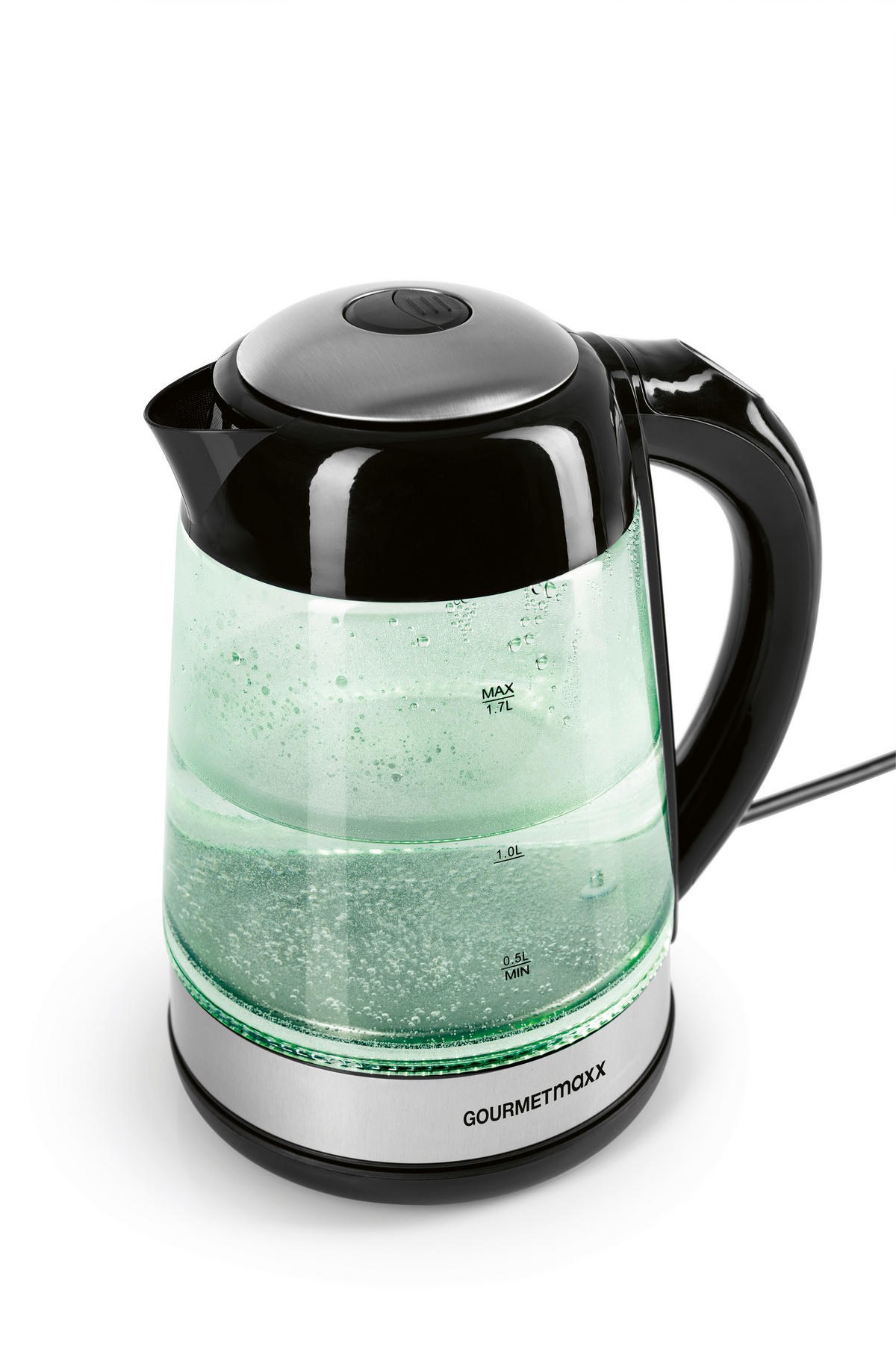 GOURMETmaxx Wasserkocher LED-Wasserkocher_Glas - schwarz (22,00/18,70/25,00cm) - GOURMETmaxx
