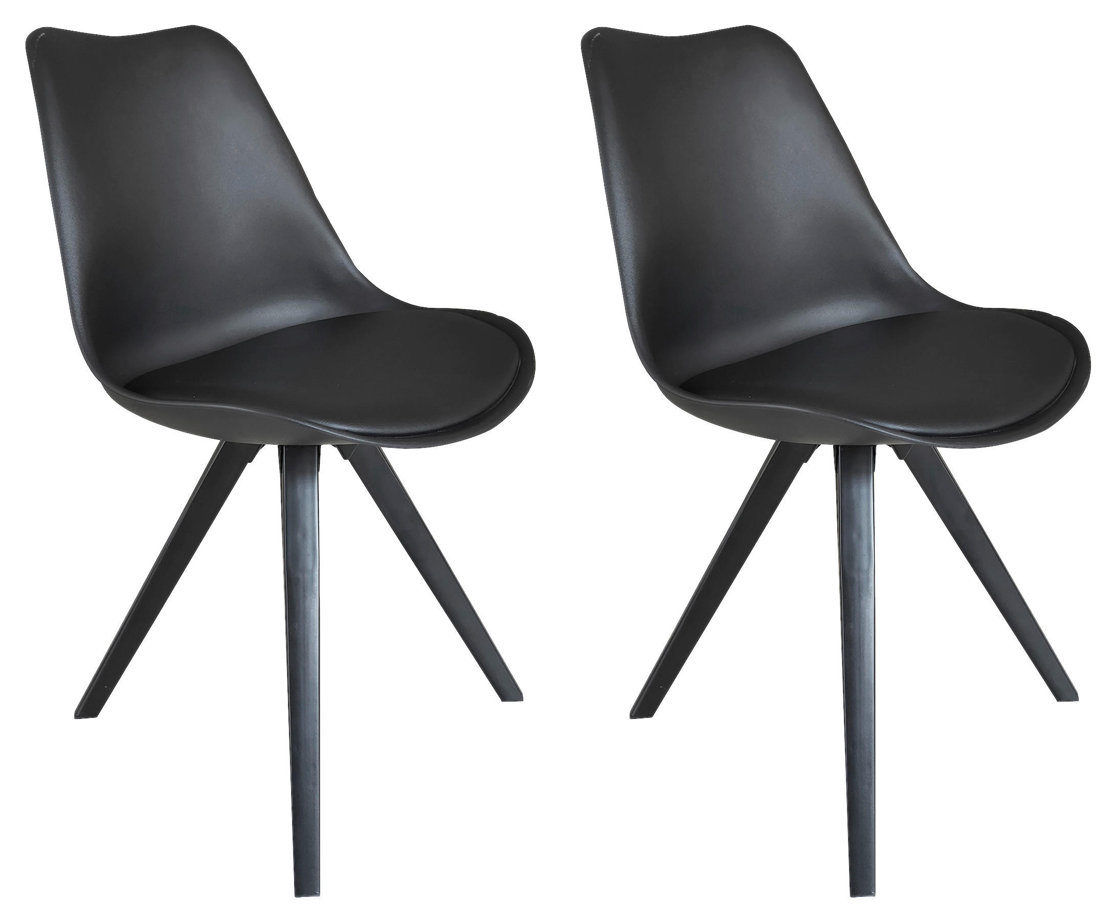 Stuhl KIRA  2er-Set schwarz schwarz schwarz Kunststoff Kunstleder Metall B/H/T: ca. 48x86x55,5 cm KIRA  2er-Set - schwarz (48,00/86,00/55,50cm) - byLIVING
