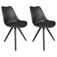 Stuhl KIRA  2er-Set schwarz schwarz schwarz Kunststoff Kunstleder Metall B/H/T: ca. 48x86x55,5 cm KIRA  2er-Set - schwarz (48,00/86,00/55,50cm) - byLIVING