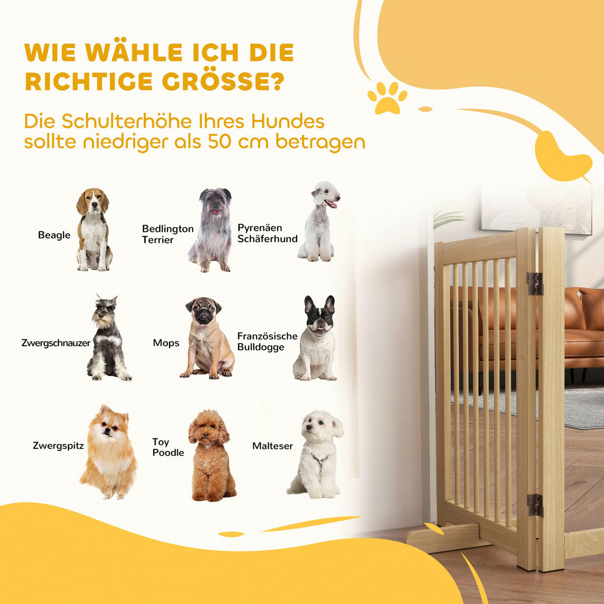 PawHut Schutzgitter natur Kiefer B/H/L: ca. 36x75x204 cm Schutzgitter - natur (204,00/36,00/75,00cm) - PawHut