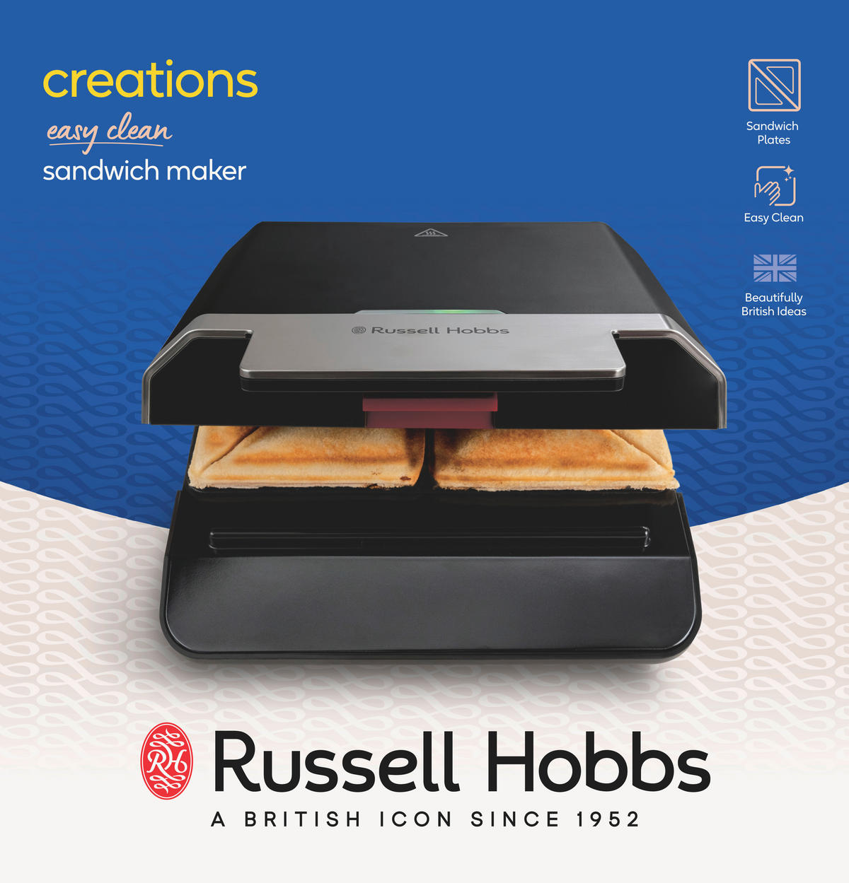 Russell Hobbs Sandwichtoaster 25158036001 schwarz Edelstahl B/H/T: ca. 23,5x10,5x23 cm Sandwichtoaster_Creations_26800-56 - schwarz (23,50/10,50/23,00cm) - Russell Hobbs